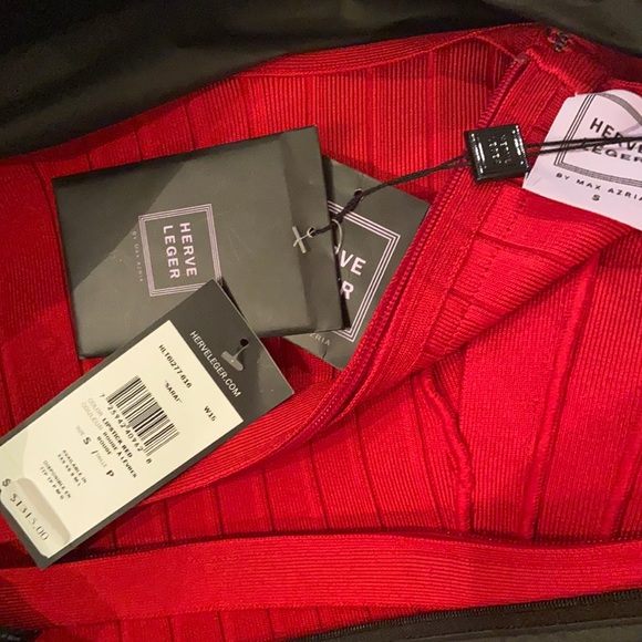 Herve Leger Dress Lipstick Red Size S - Picture 2 of 3